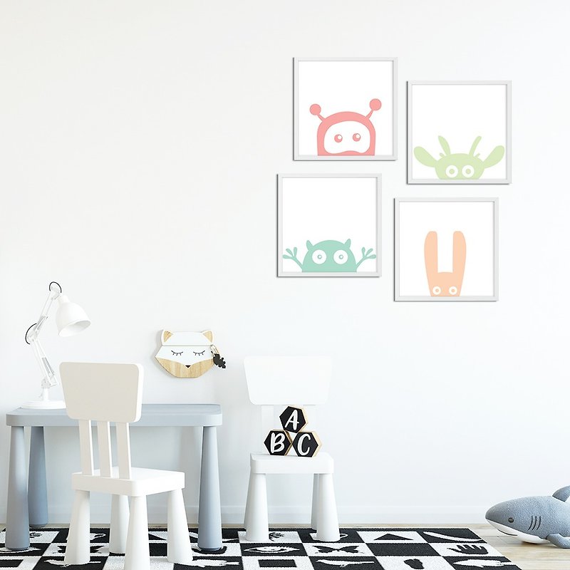 Colourful Monster  Painting | with frame - Posters - Paper Black