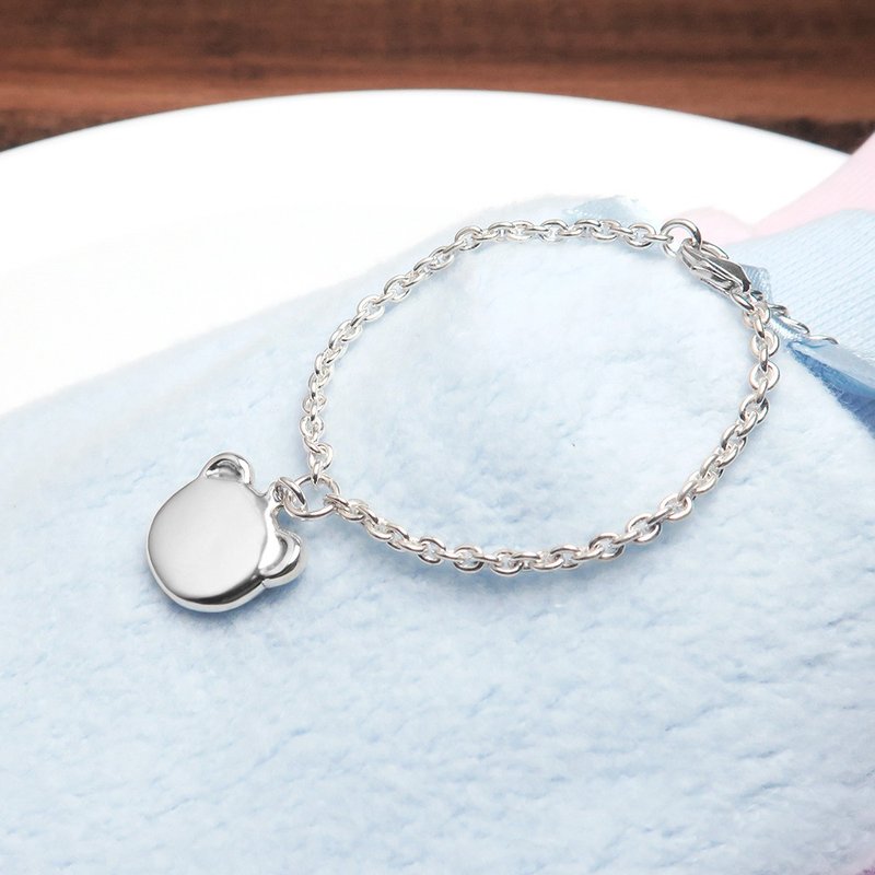 Vibrant Bear Fine Edition Sterling Silver Children's Bracelet Engraved Customized Baby Bracelet - เครื่องประดับ - เงินแท้ สีเงิน