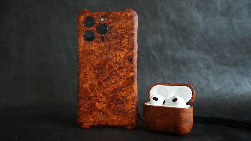 木頭 科技小物 紅色 - 花梨木瘤 iPhone 系列 全實木手機殼