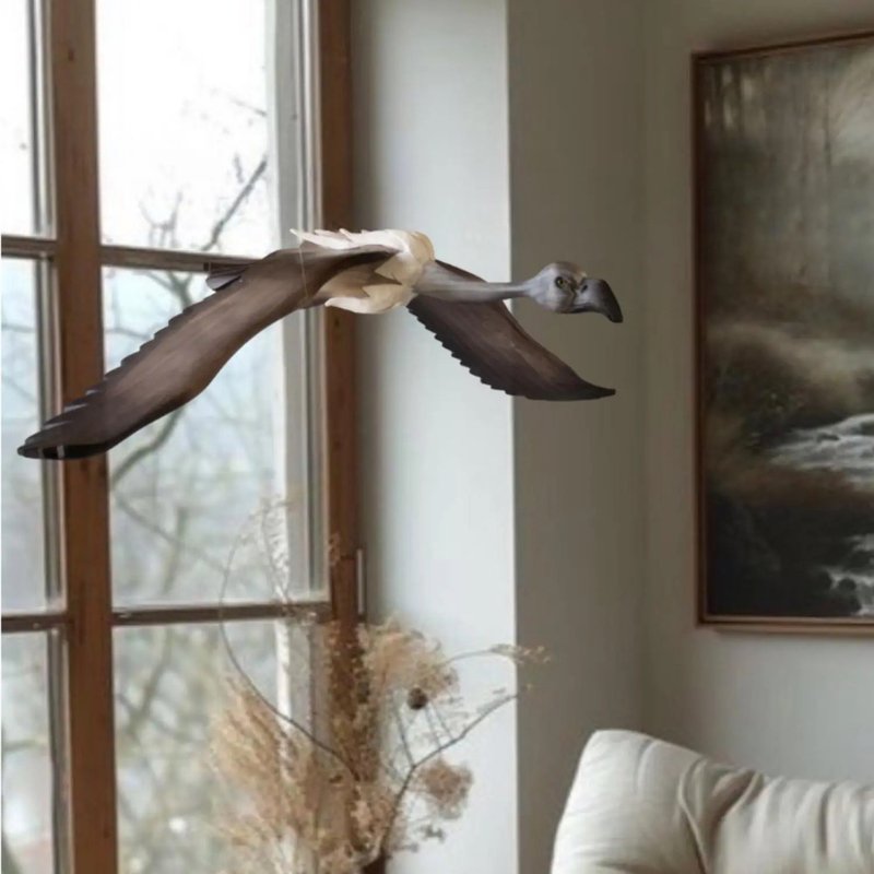 秃鹫悬挂饰 | 手工雕刻木质艺术鸟家居装饰品 - 裝飾/擺設  - 木頭 咖啡色