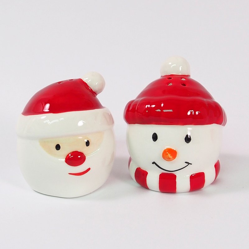 Pottery Christmas - salt and pepper pot set (two) - ขวดใส่เครื่องปรุง - ดินเผา สีแดง