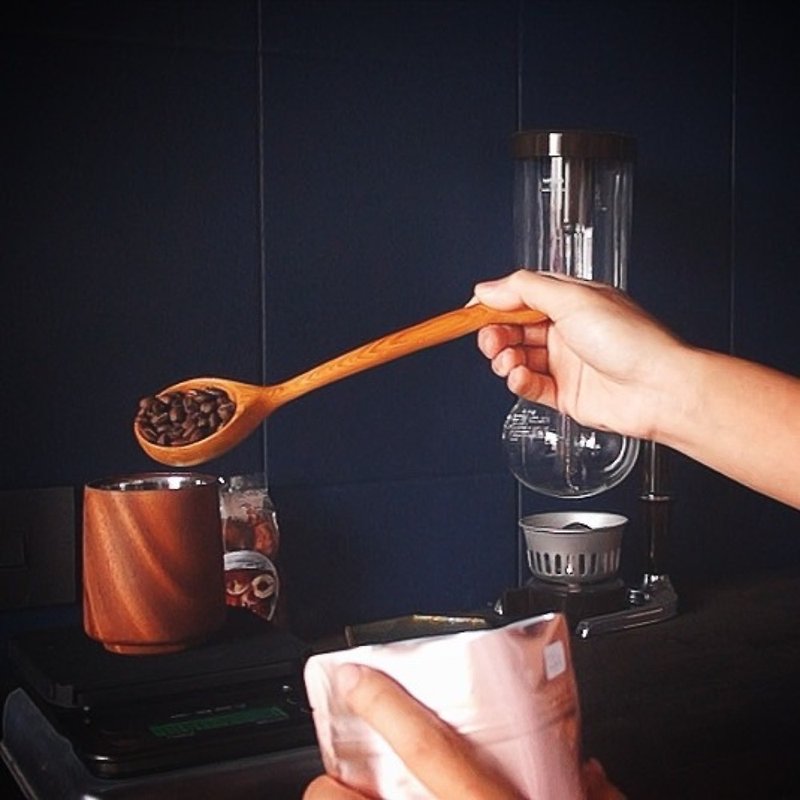 [Lake Water] Extended Bean Spoon Coffee Spoon Taiwan Hinoki Wood Handmade about 12g - เครื่องทำกาแฟ - ไม้ 