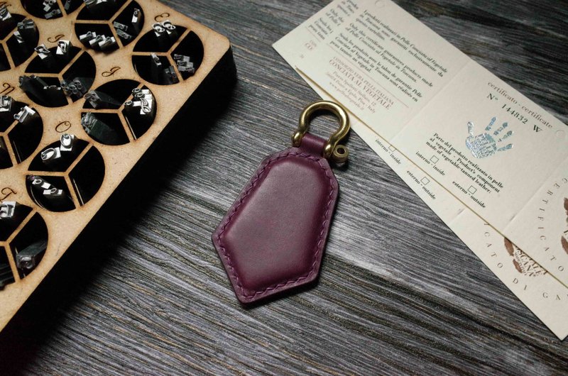 Shaped Easy Card Chip Charm - Key Ring - Purple - Keychains - Genuine Leather Purple