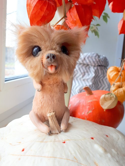 CottaTerraCotta Long hair Chihuahua Teddy Puppy Plush Toy Dog Stuffed Animal Collection Figurine