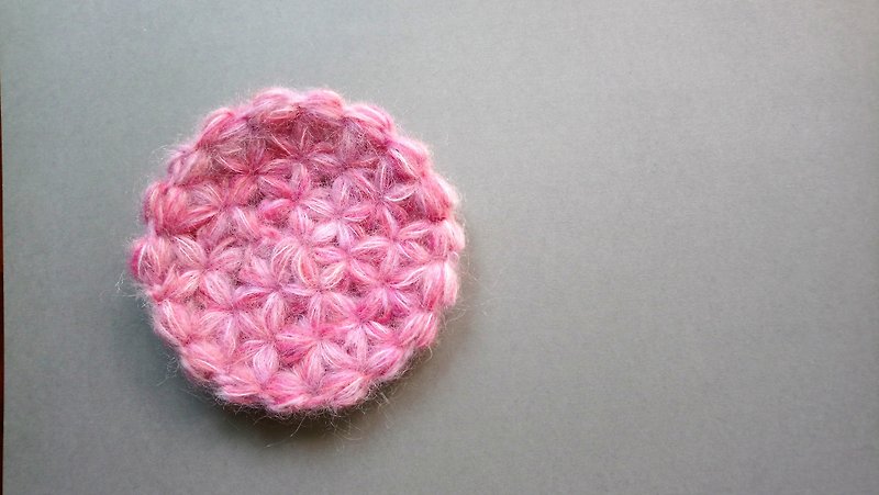Hand-dyed yarn coaster - ที่รองแก้ว - ผ้าไหม สึชมพู