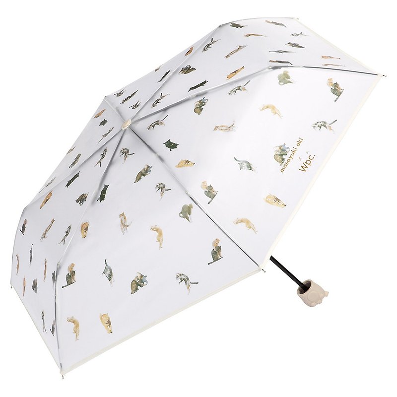 WPC Cat Photo 2023 Series Folding Umbrella (With meatball palm handle) - Umbrellas & Rain Gear - Polyester White