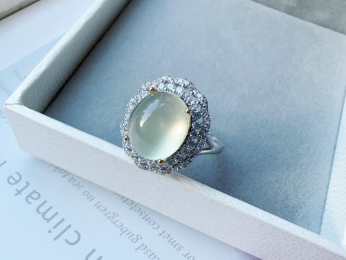 Esme Accessory 天然葡萄石 蛋面 純銀戒指 溫潤光澤 療癒綠色 奢華貴氣