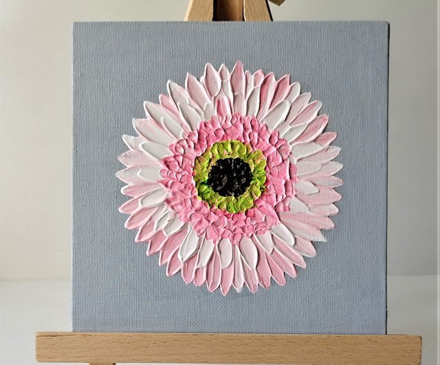 ガーベラの花の厚塗り絵画テクスチャーアートワーク - ショップ