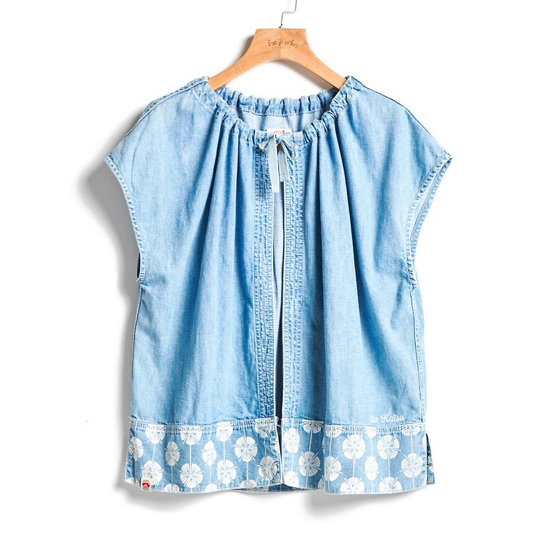 Edo wins Japanese printed denim jacket - women's clothing (floating light blue) #衣衣#装装 - เสื้อผู้หญิง - ผ้าฝ้าย/ผ้าลินิน สีน้ำเงิน
