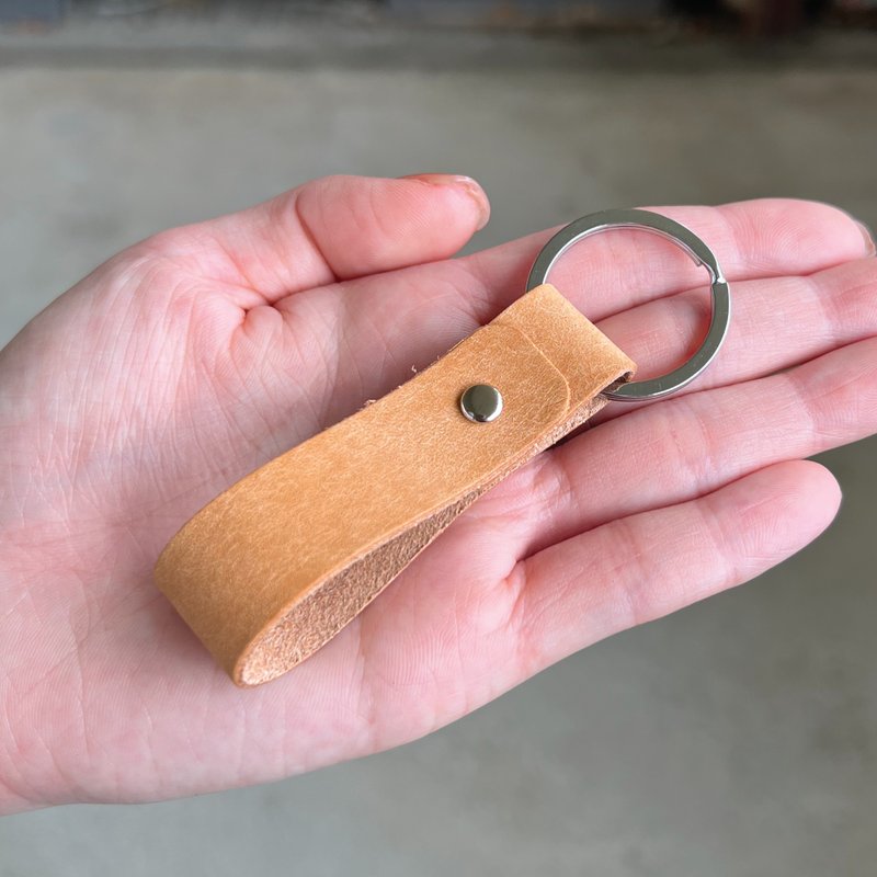 Customized leather keychain-genuine leather keychain-engraved and embossed bag-company group souvenirs - Keychains - Genuine Leather Yellow