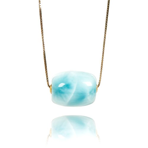 正佳珠寶 Gemsrich Jewelry 【正佳珠寶】海紋石 拉利瑪 頂級冰海藍 3.8g 橄欖珠吊墜 海紋石