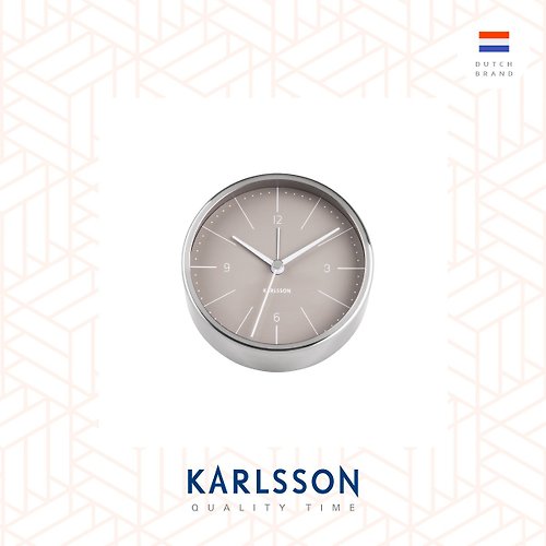 Ur Lifestyle 荷蘭Karlsson, Alarm clock Normann brushed steel warm grey