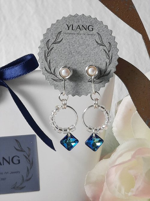 YLANG 金屬線手創飾品 YLANG【初戀】透明系耳環Swarovski水晶/藝術銅線(無痛耳夾/耳勾