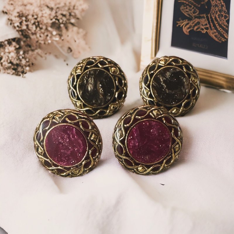 【星塵Stardust】復古星空系手作 / 復古首飾 / 獨特低調星系 - 耳環/耳夾/耳骨夾 - 銅/黃銅 紅色