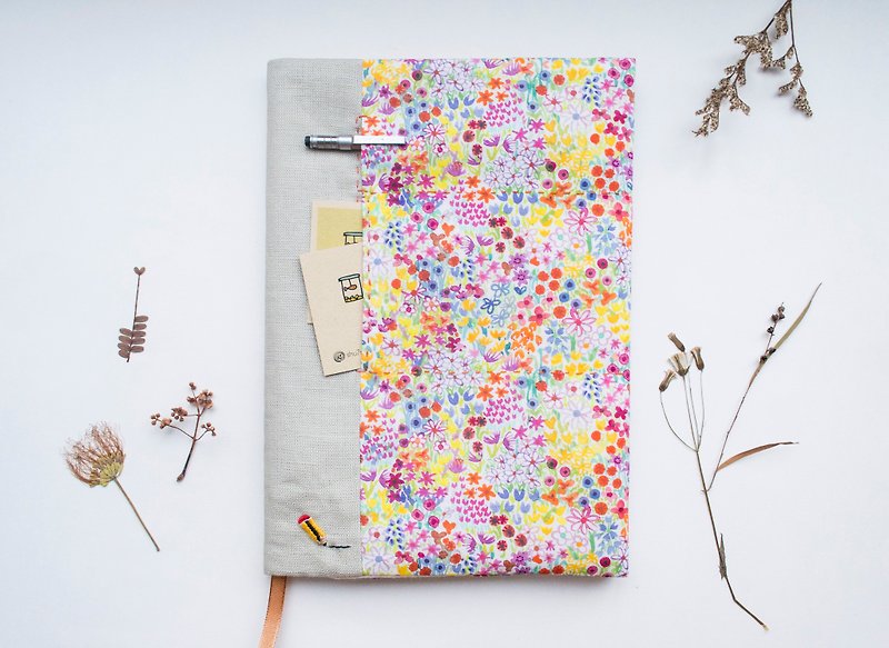 Poppy's Meadow Liberty Print - adjustable A5 bookcover - Notebooks & Journals - Cotton & Hemp Multicolor