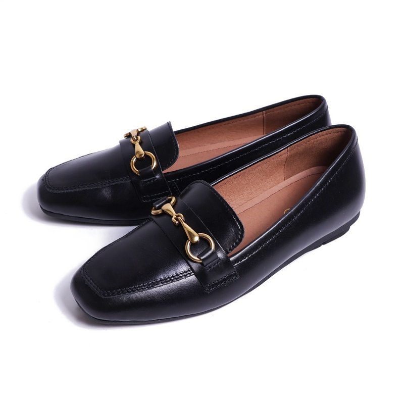 經典馬銜釦柔軟微寬楦樂福鞋黑色 - 女牛津鞋/樂福鞋 - 真皮 黑色