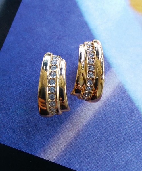 老時光角落 Vintage Jewelry 西洋古董飾品 AVON 金色調 百年紀念款 夾式耳環