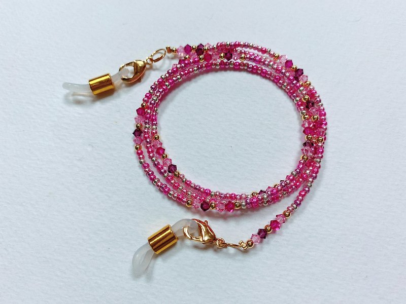 迷之作—銀河色系粉晶晶口罩鏈眼鏡鏈 - 掛繩/吊繩 - 玻璃 粉紅色