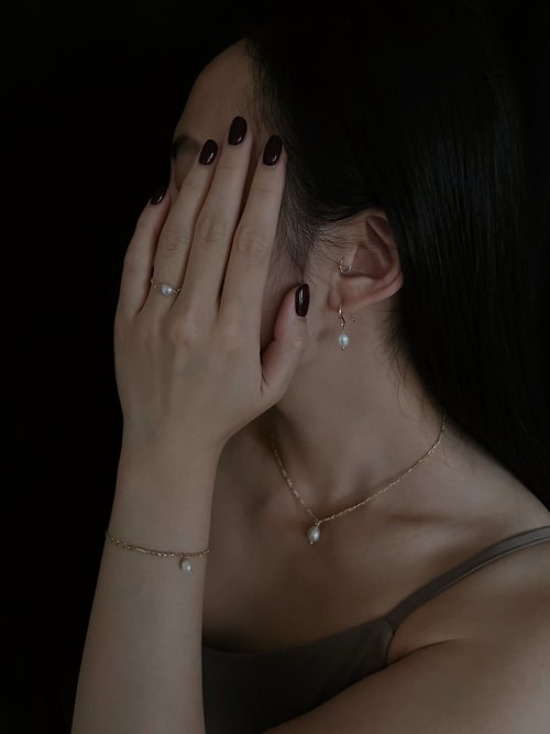 GIN天然珍珠手作飾品 單顆珍珠 免運 四件組 - 免費改耳夾