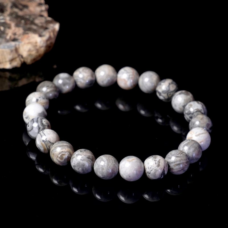 Map Stone Crystal Bracelet│8mm Picasso Stone Clears Thoughts and Resists Negative Energy Customized Gift - Bracelets - Crystal Gray