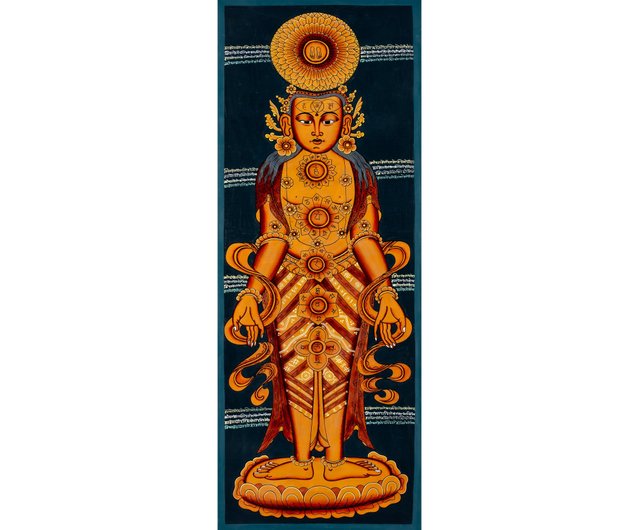 エレガントな七つのチャクラタンカ — チベットアートによる精神