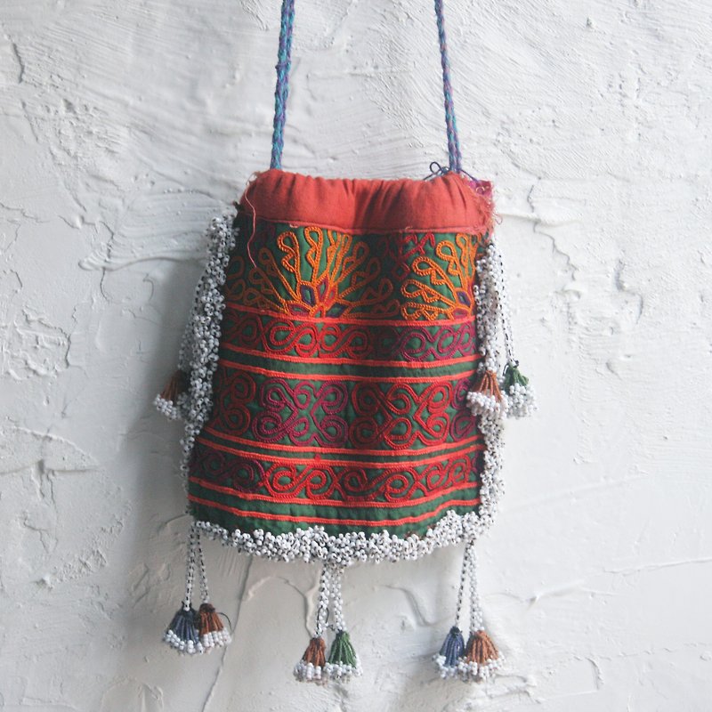 Afghan hand-beaded embroidery Drawstring - Other - Cotton & Hemp Multicolor