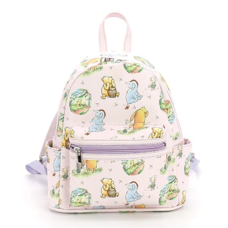 Winnie the Pooh All Over Pattern Mini Backpack in Vinyl - Backpacks - Faux Leather Pink