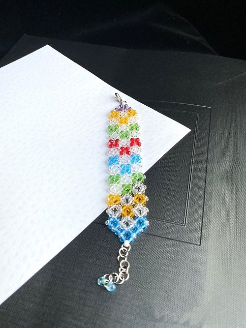 千手手作飾品 獨特設計 捷克水晶 日本珠 手作編織手鍊