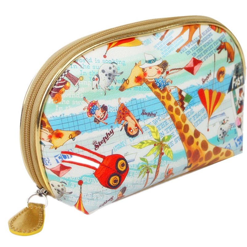 Stephy fruit SB098-BF Sun and Beach series of female models cute art design printed gilded shell shell shape cosmetic bag / handbag - Toiletry Bags & Pouches - Genuine Leather 