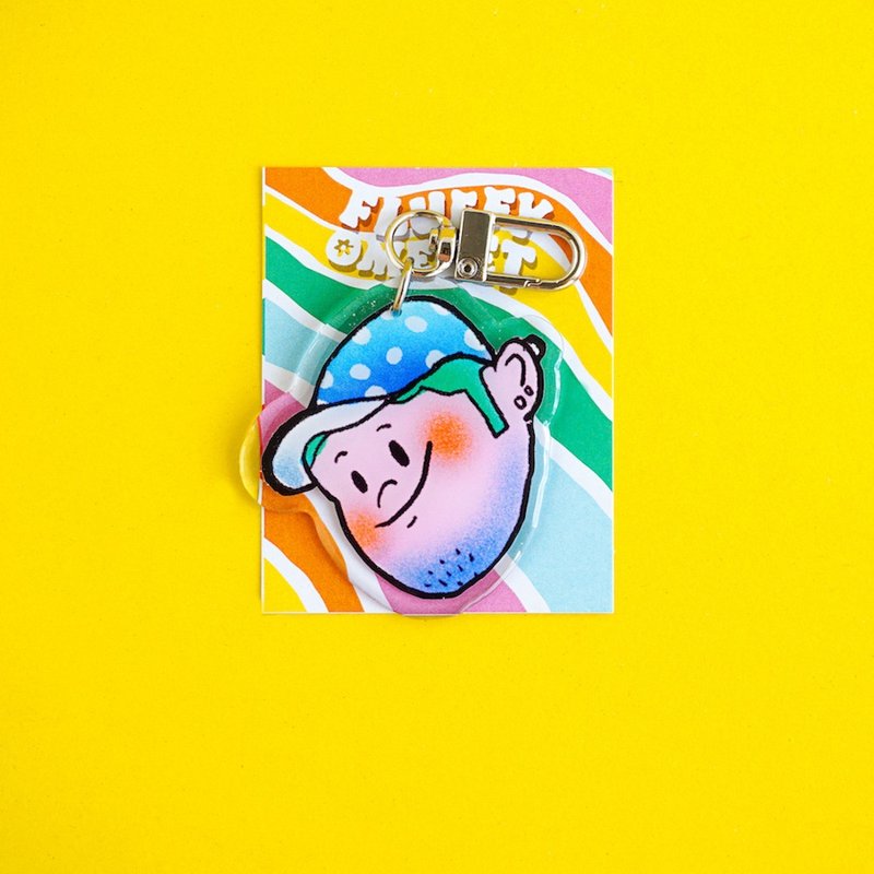 Fluffy Omelet - Keychain / Pin / Phone Grip - Kool Boy - 手機/平板支架 - 壓克力 藍色