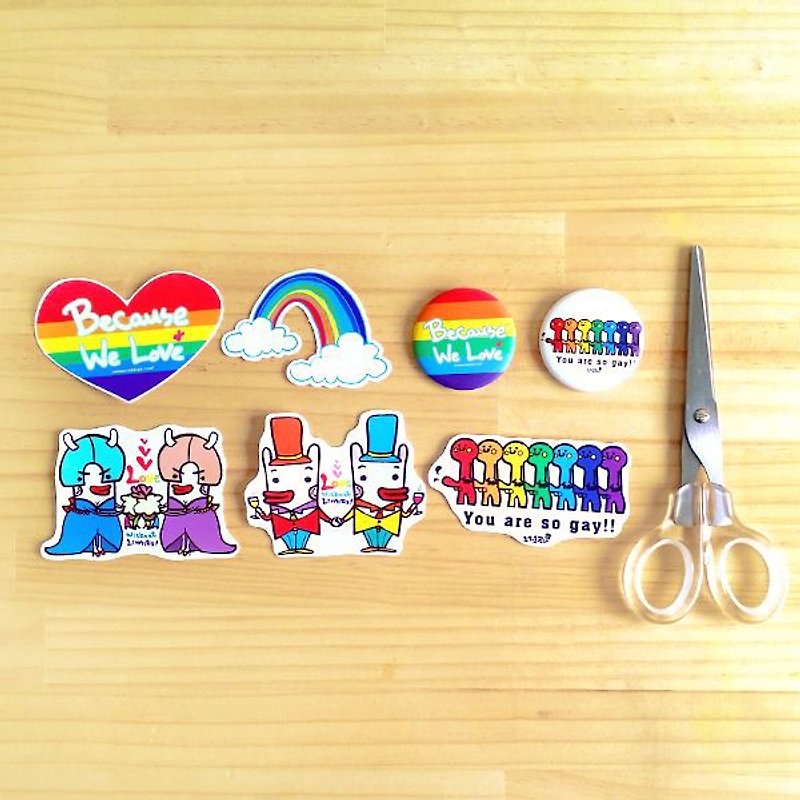212 fun design funny stickers everywhere-rainbow series-rainbow group sticker combination - Stickers - Waterproof Material Multicolor