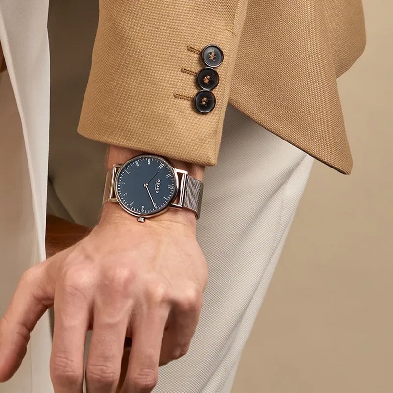OBAKU 城市探索紳士時尚腕錶-銀X藍-V248GXCLMC-40mm - 男錶/中性錶 - 不鏽鋼 多色