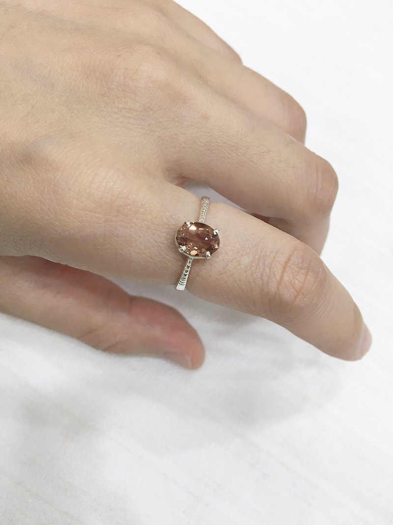 Cut apricot high-end tourmaline ring Nepal handmade 925 sterling silver - General Rings - Gemstone 