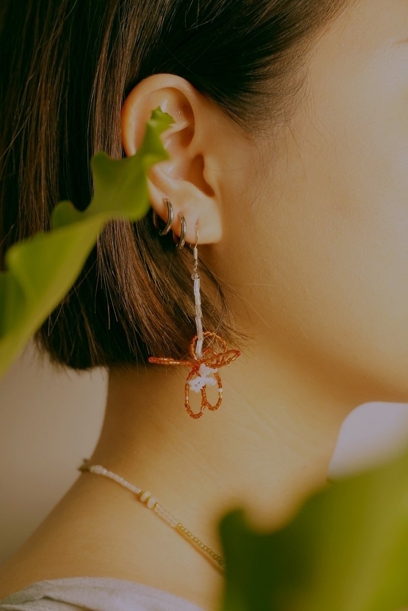 Waterfall Flower ear ring│ - ต่างหู - วัสดุอื่นๆ สีแดง
