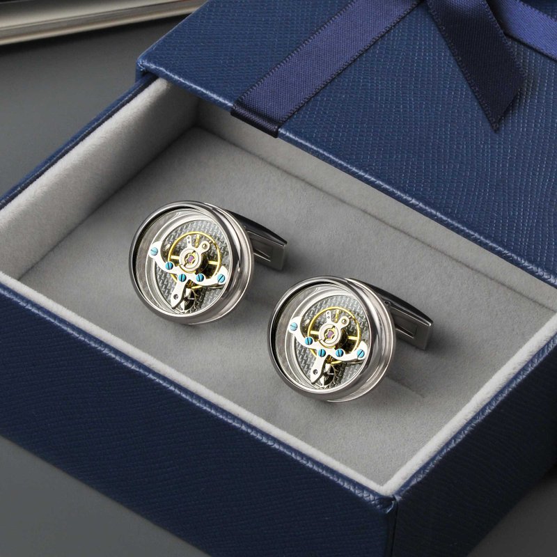 Ritmo di vita Customized Mechanical Watch Cufflinks - Moon Silver - กระดุมข้อมือ - สแตนเลส สีเงิน