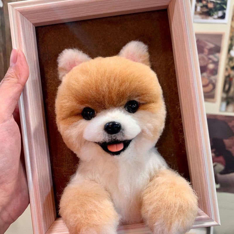 Custom made wool needle felt dog torso frame - ภาพวาดบุคคล - ขนแกะ สีนำ้ตาล