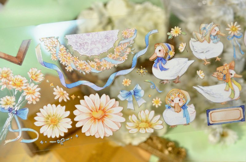 是雛菊鴨 森の文房具日和 カモさん PET 和紙膠帶 水晶 10米卷 - 紙膠帶/和紙/PET - 其他材質 紅色