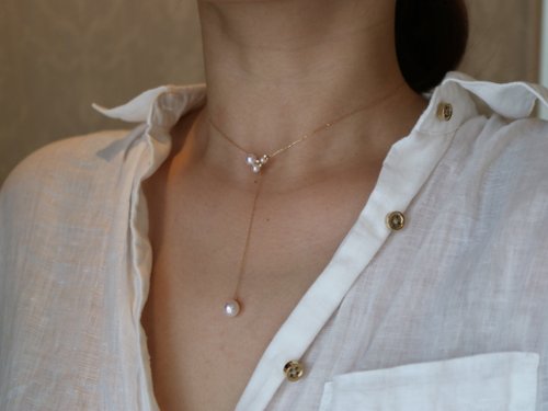 KOKO PEARL JEWELRY 京都原創 akoya珍珠項鏈 可抽拉式設計 3-7.5mm 18k金項鏈 頸錬