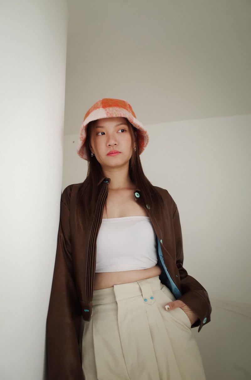 粉紅色花紋漁夫帽 PINK BUCKET HAT - 帽子 - 其他材質 粉紅色