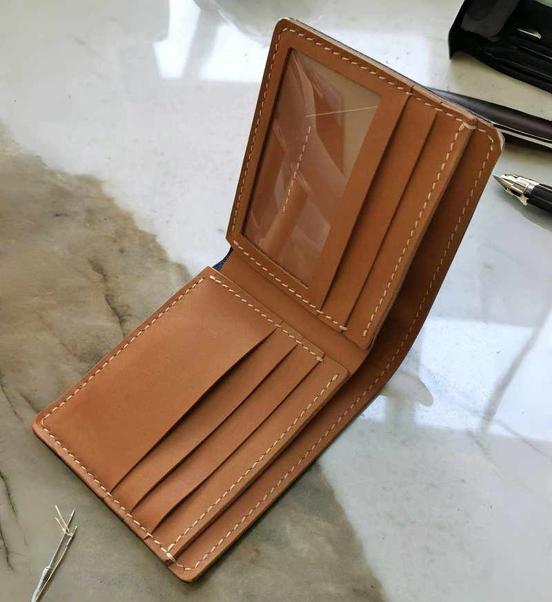 手作皮夾 5卡帶相位 銀包 頭層牛皮錢包  自由拼色 客製刻字禮物 - 錢包/皮夾/長短夾 - 真皮 