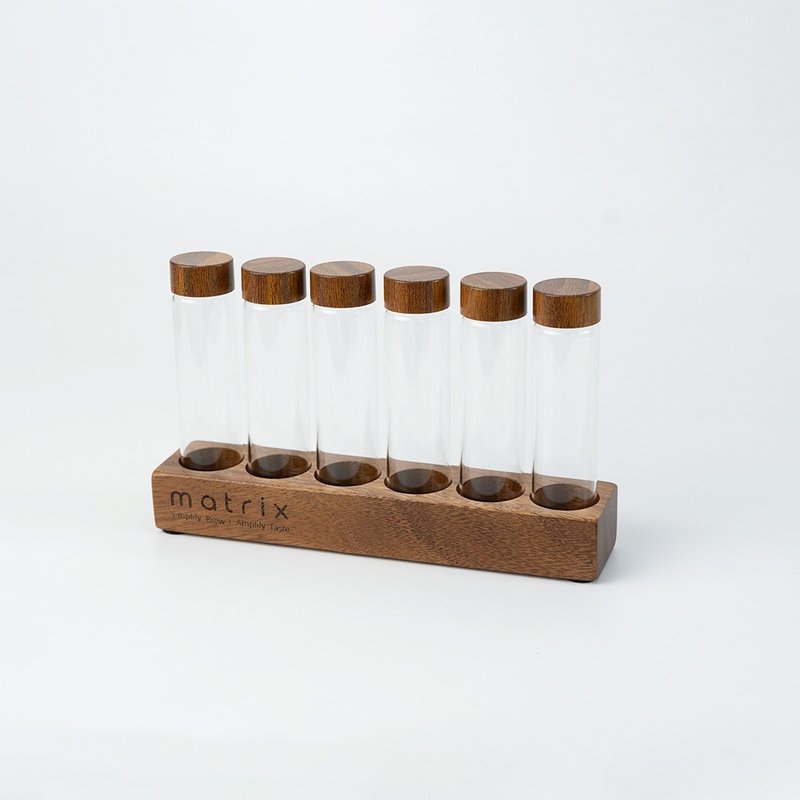 Matrix coffee bean glass test tube sealed storage jar with walnut lid - เครื่องทำกาแฟ - แก้ว 