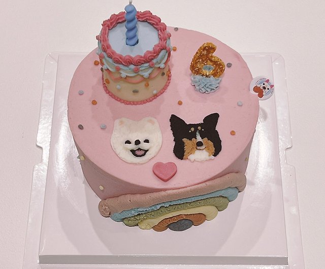 レインボードローイングヘッドペットケーキ付き4インチミニケーキ 犬の誕生日ケーキ 犬猫ケーキ ショップ Dameimom ペットドライフード 缶詰 Pinkoi
