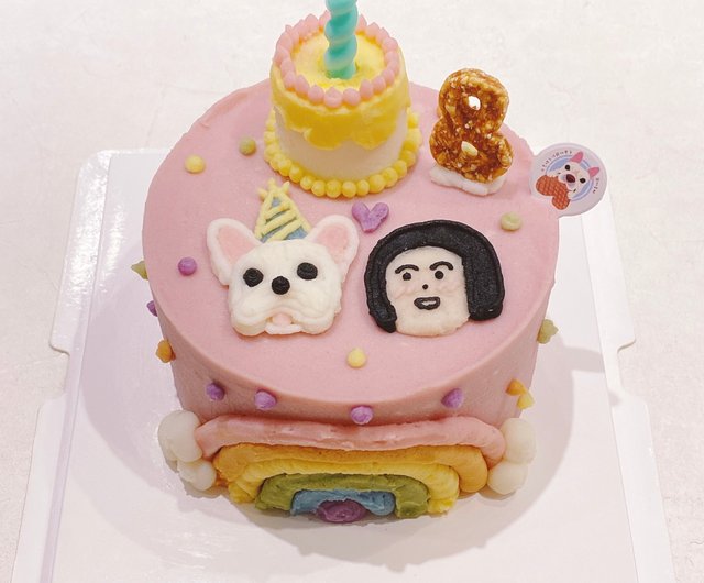 レインボードローイングヘッドペットケーキ付き4インチミニケーキ 犬の誕生日ケーキ 犬猫ケーキ ショップ Dameimom ペットドライフード 缶詰 Pinkoi