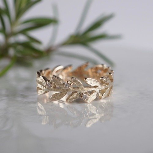 K18 Olive leaf ring R066K18 - Shop ateliersimo General Rings - Pinkoi