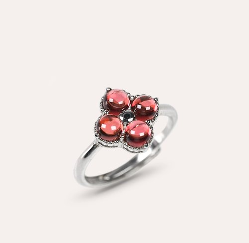 安的珠寶 AND Jewel AND 紅石榴 紅色 圓形 4mm 戒指 和諧系列 Blossom 天然寶石