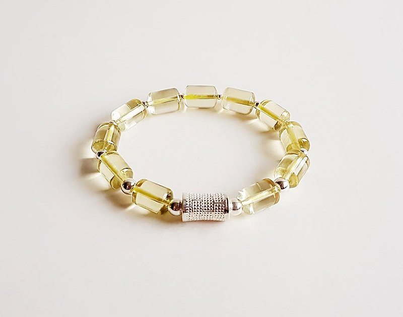 [Gemstones] Impression of high quality transparent natural ore lemon crystal 925 sterling silver bracelet - Bracelets - Gemstone Yellow