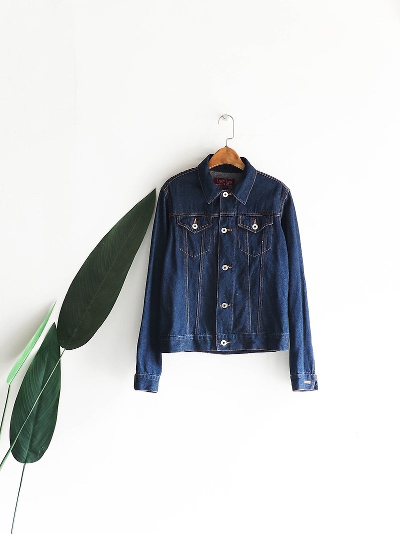 Miyazaki indigo classic plain antique cotton denim shirt jacket oversize vintage - Women's Casual & Functional Jackets - Cotton & Hemp Blue