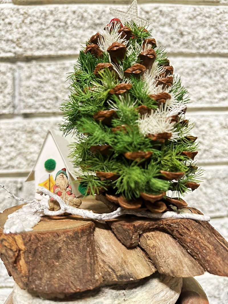 松ぼっくり 蓬莱松小屋 手作りクリスマススケッチ - ドライフラワー・ブーケ - 木製 多色