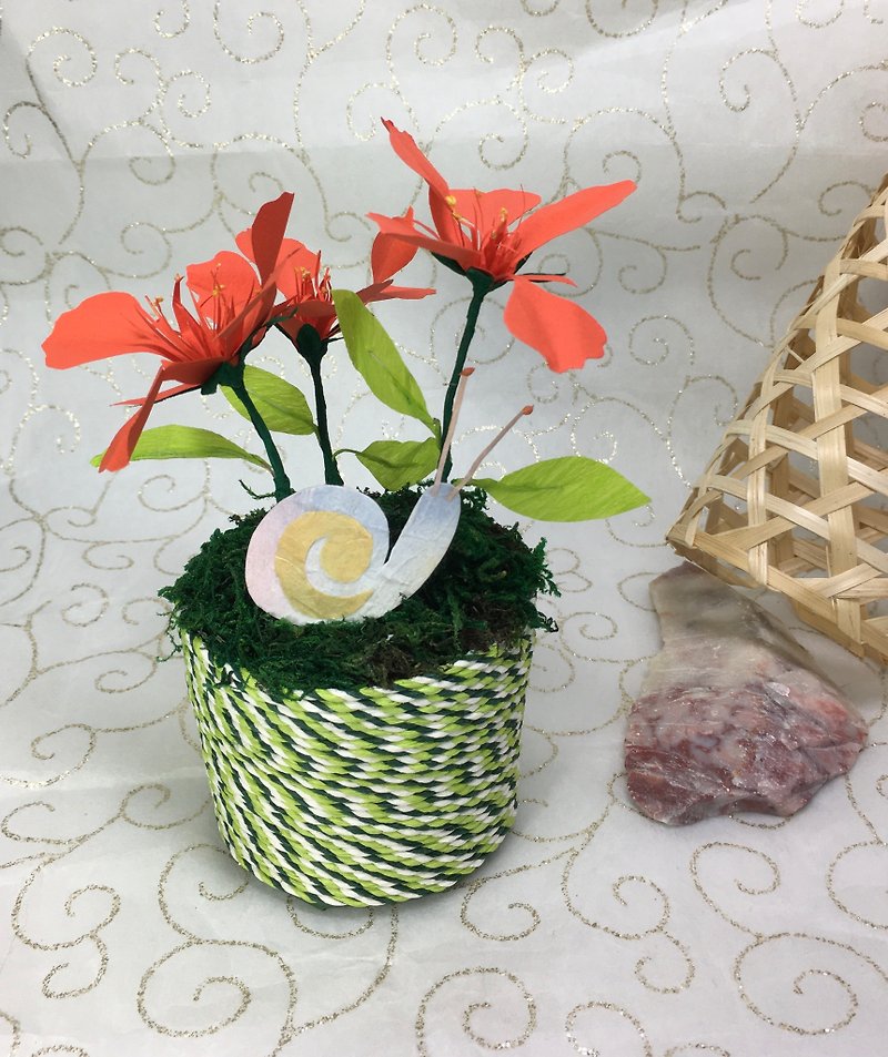 Graduation season paper sculpture small potted phoenix flower and small snail healing souvenirs forget-me-not lucky souvenirs - Plants - Paper 