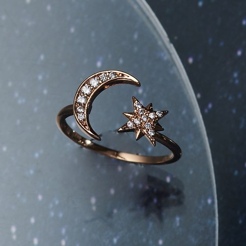 SOIRÉE BY N.Y. 蒔華芮設計師輕珠寶 新月星辰可調戒圍戒指 共兩色